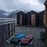 Cabines chauffées du camping Flosi en Islande près de Skaftafell