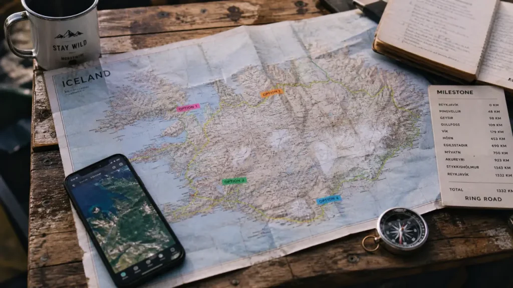 carte road trip islande : routes van ou 4x4