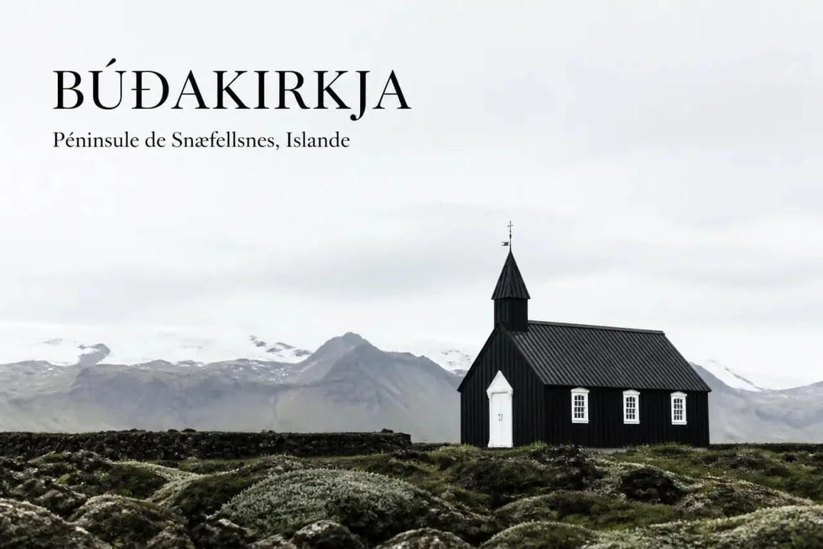 Snaefellsnes Peninsula : Búðakirkja, l’église noire emblématique au milieu des champs de lave