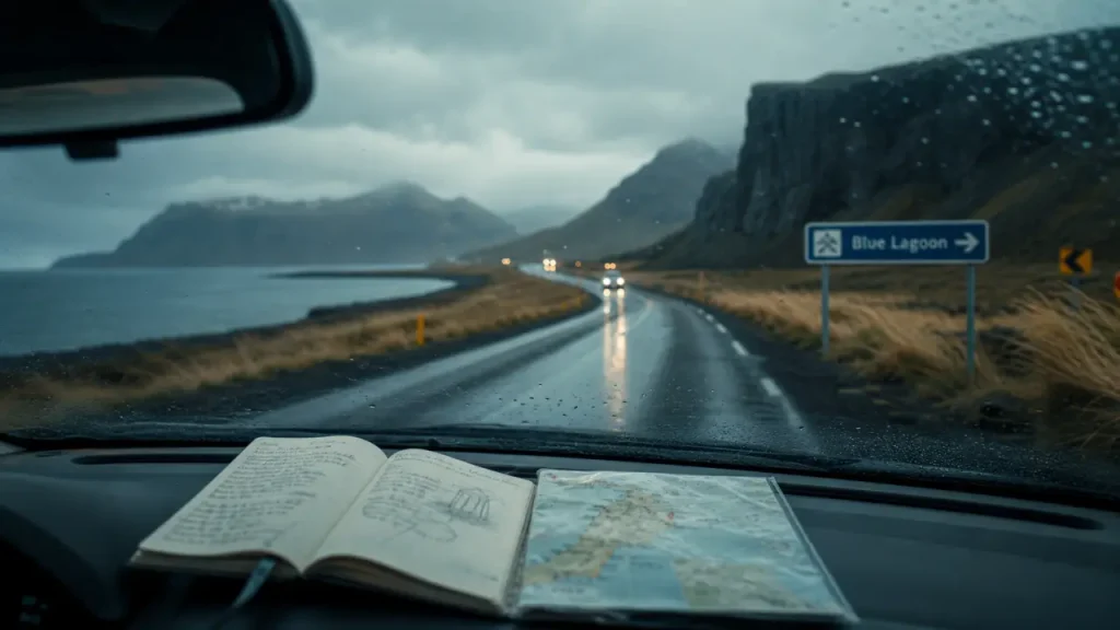 Location vacances Islande : voiture sur route côtière en Islande