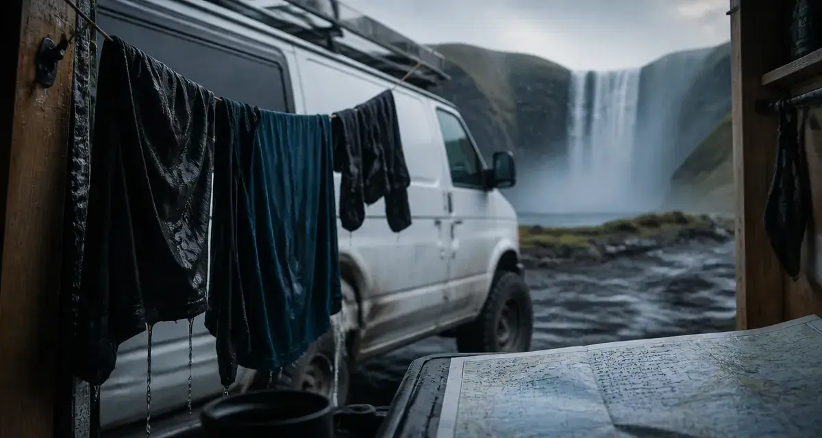 Louer van islande : van près d’une cascade sur sol volcanique