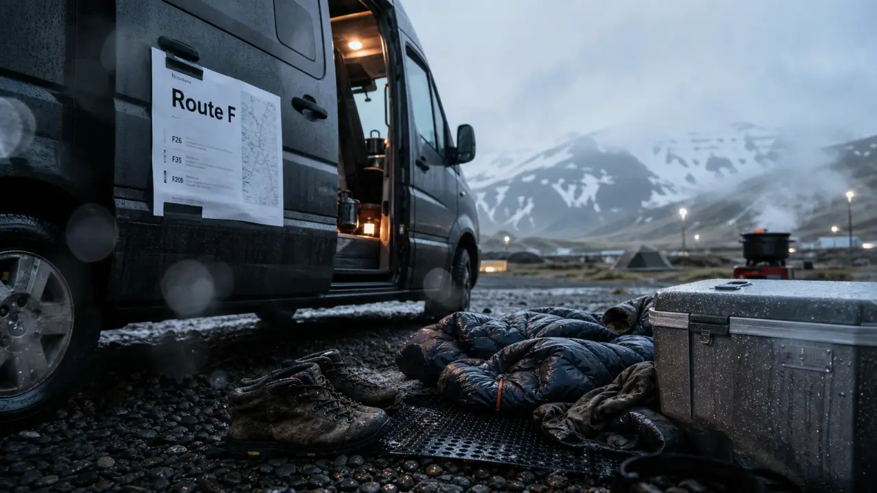 Louer van Islande : van aménagé près d’un camping, Route F