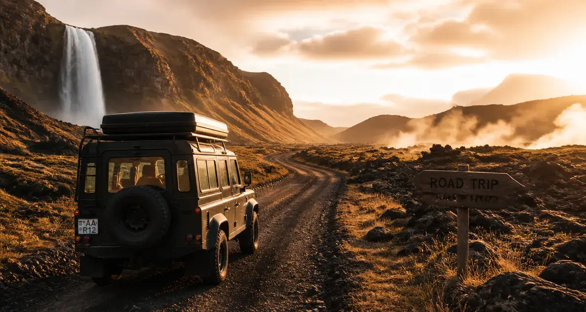 Road trip c'est quoi : 4x4 sur route de lave, guide liberté et itinéraire