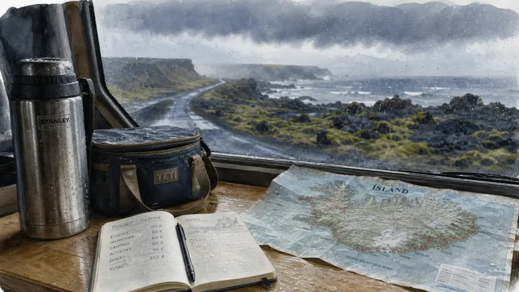 Road trip Islande pas cher : table, budget, route humide