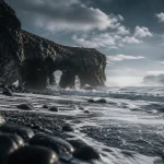 Plages noires et falaises volcaniques sur la Snaefellsnes Peninsula, Islande de l’Ouest