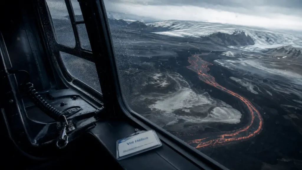 Tour hélicoptère islande : volcan, lave et glacier