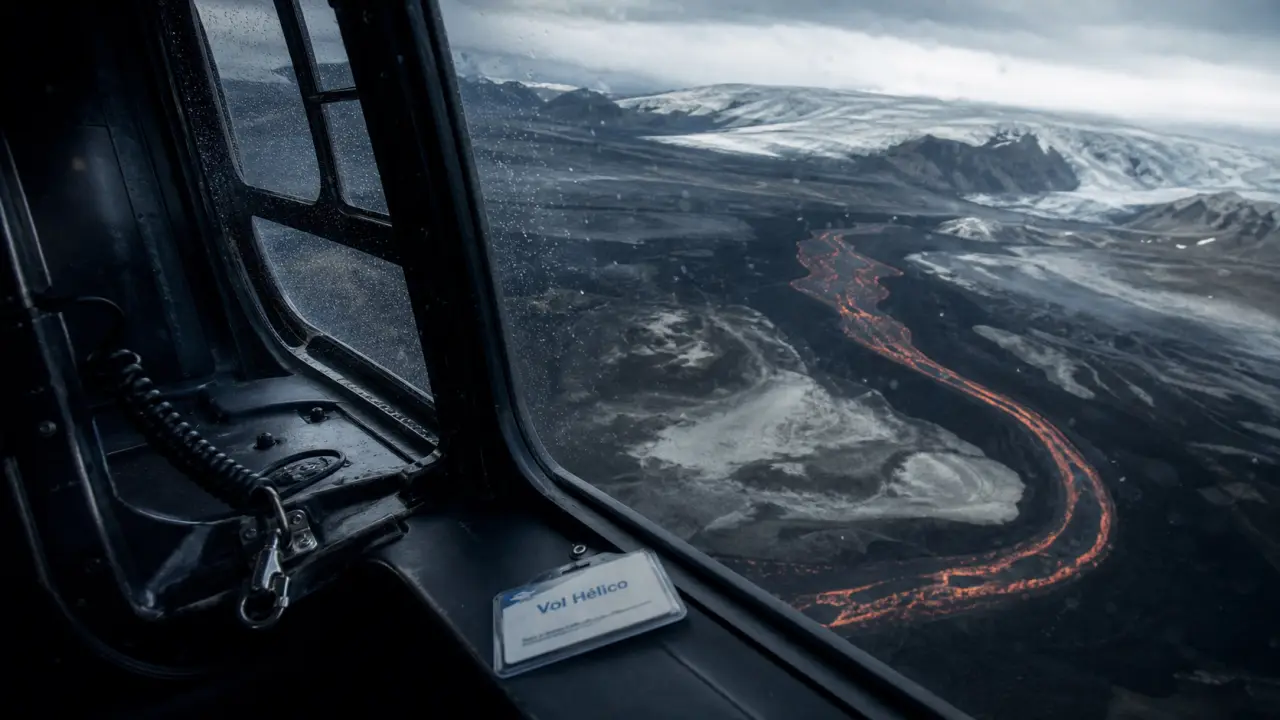 Tour hélicoptère islande : volcan, lave et glacier