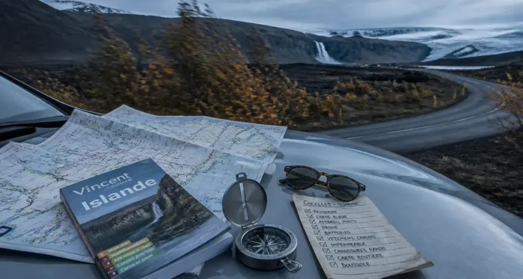 Vincent voyage islande : carte et guide sur une voiture, météo et route islandaise