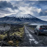 Voyage au centre de la terre en Islande : route vers Snæfellsjökull et glacier.