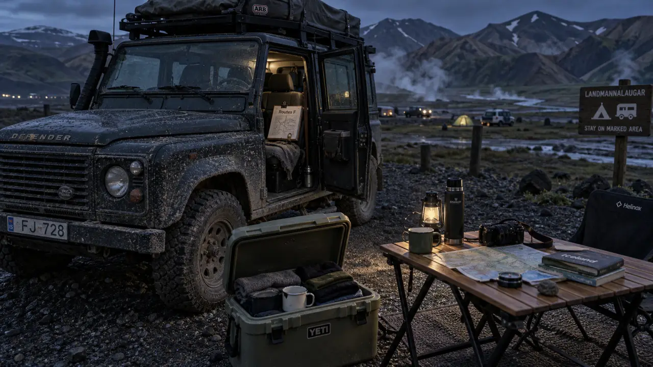 4x4 aménagé road trip en Islande près de Landmannalaugar, piste F