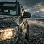 Assurance location voiture Islande sur route de gravier, vent et gués