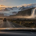 Avis voyage Islande : route circulaire, cascade et glacier au coucher du soleil