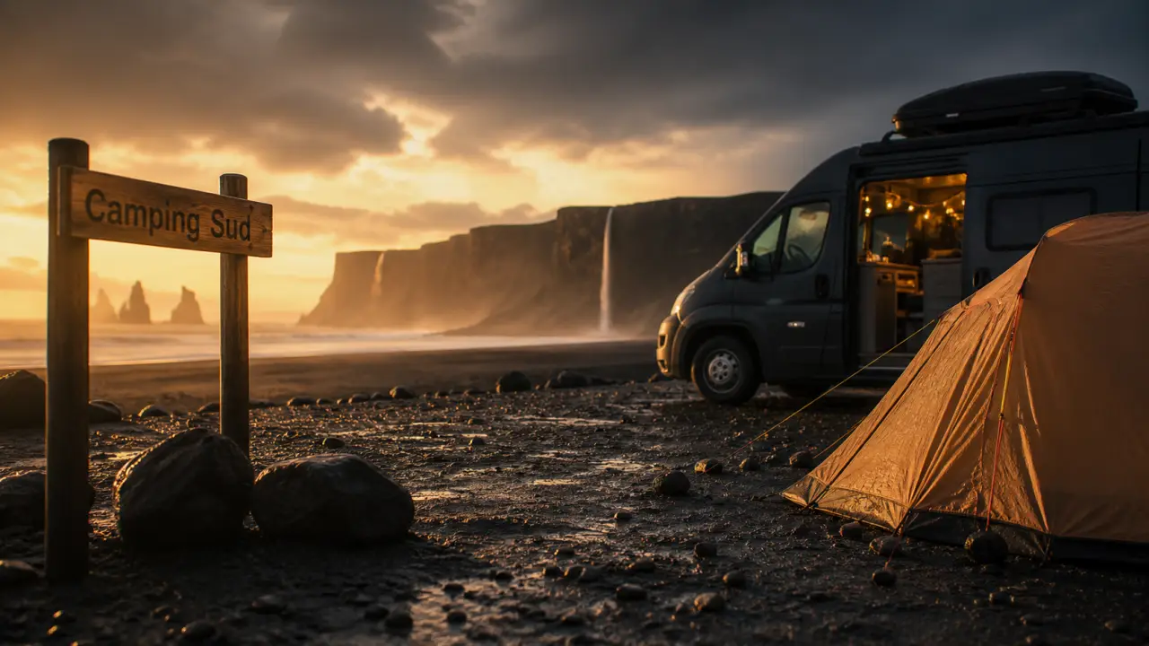 Camping sud Islande : tente et van à Vik, Skaftafell ou Höfn
