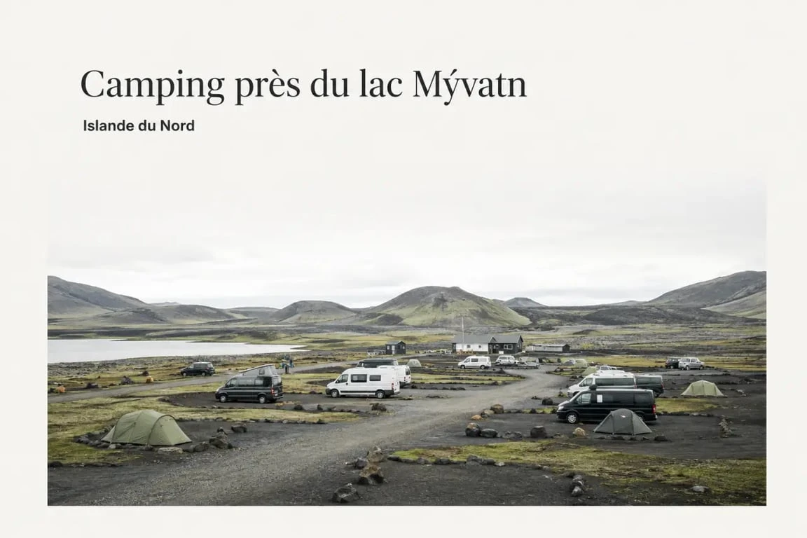 Camping Vogar Islande près du lac Mývatn avec emplacements pour vans et tentes