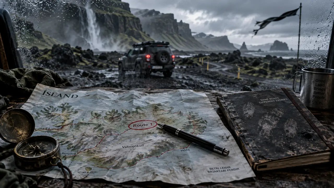 Itinéraire road trip Islande : carte et boussole