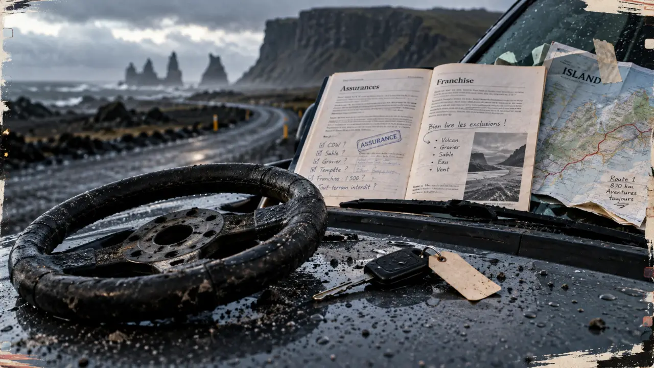 Location voiture Islande blog : assurances, 4x4 et clé, tableau de bord ouvert