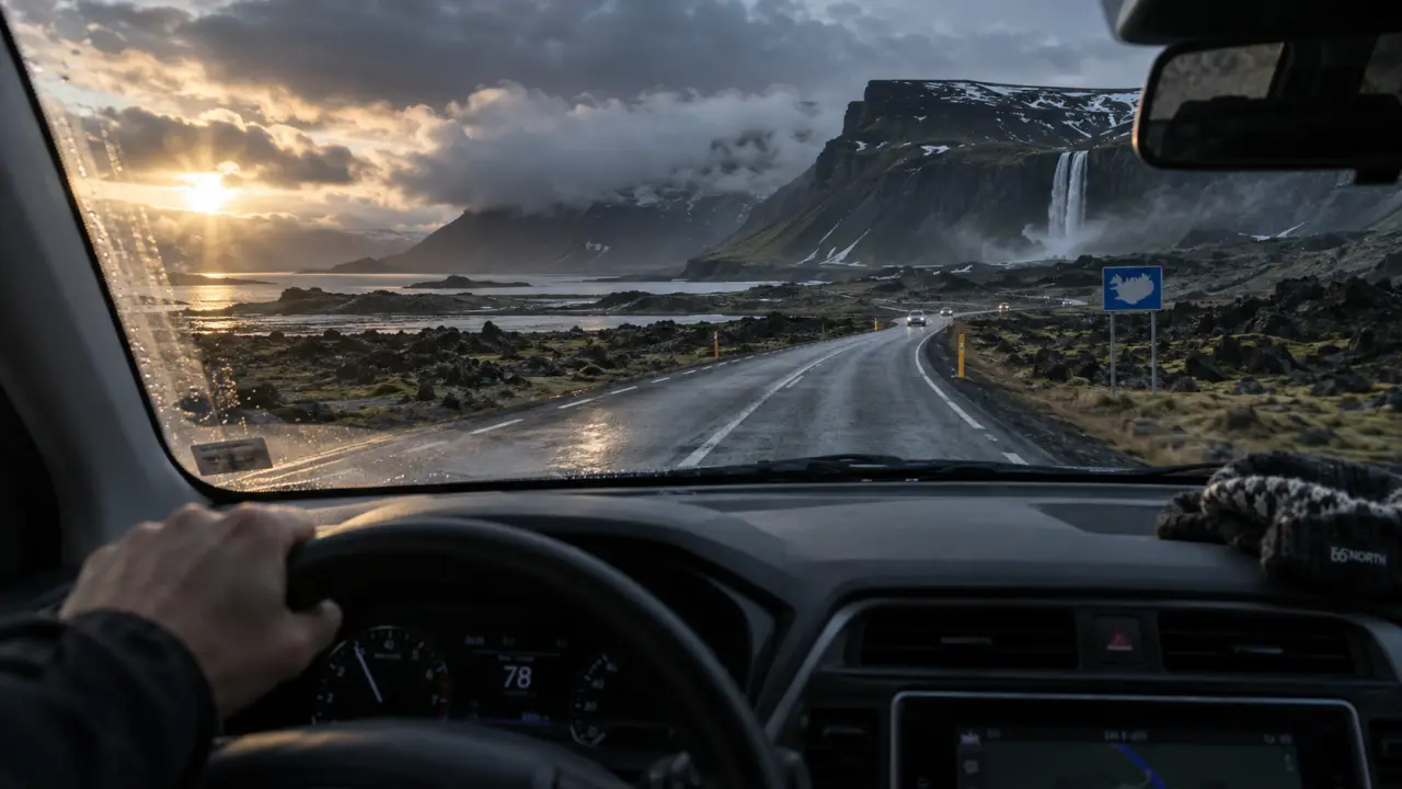 Road trip Islande 15 jours : voiture sur la Ring Road, au bord de la lave