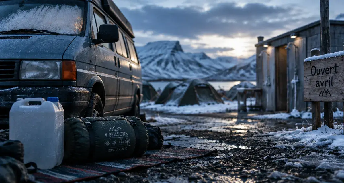 Camping Islande avril : van chauffé près d’un camping qui rouvre