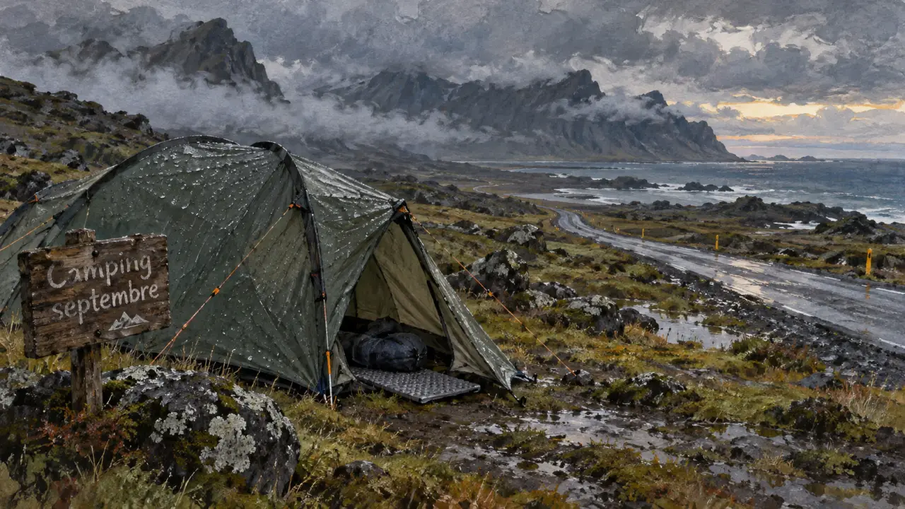 Camping Islande septembre : tente au chaud malgré le vent