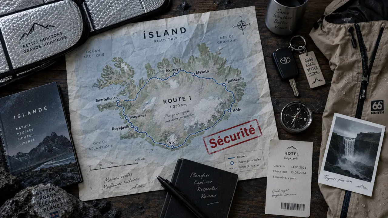Conseil voyage Islande : checklist road trip en voiture, carte Route 1 et sécurité