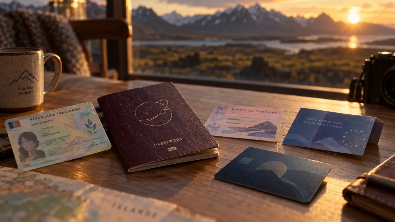 Formalités voyage Islande : passeport et documents de voyage sur table