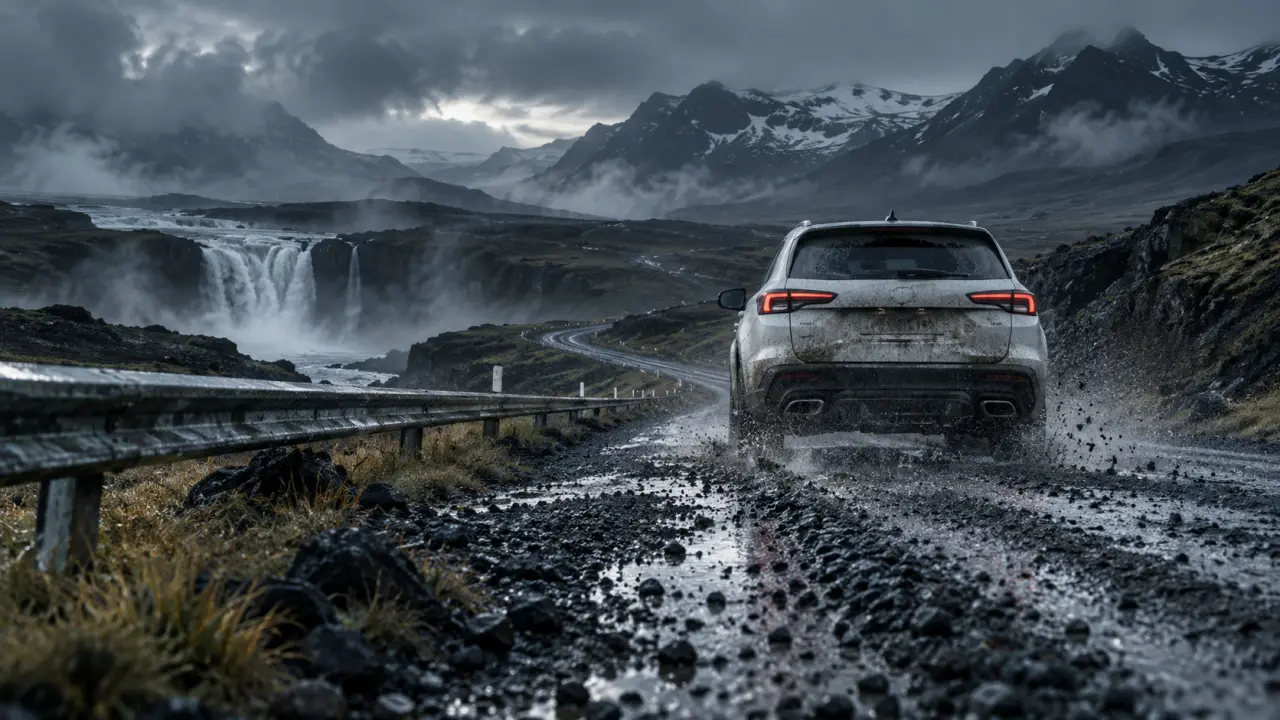 Islande voyage 15 jours : voiture sur la Ring Road vers une cascade