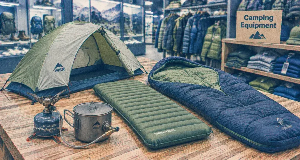 Magasin camping islande à Reykjavik : tente, sac de couchage, réchaud