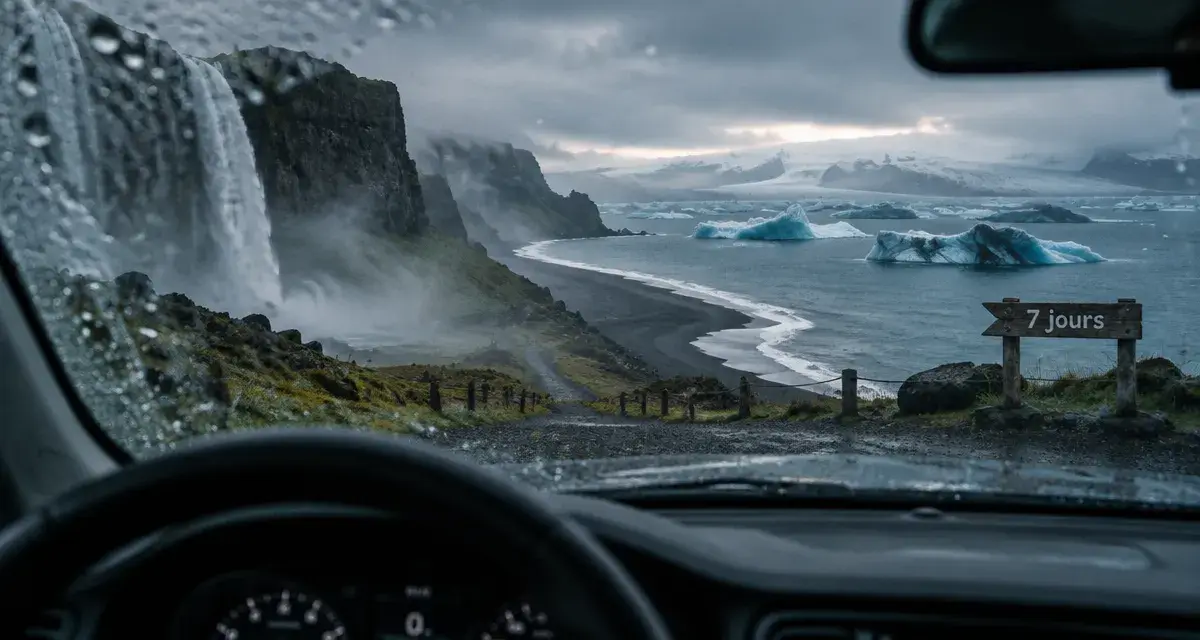 Voyage islande 7 jours : route côtière sud en voiture, cascade et lagon