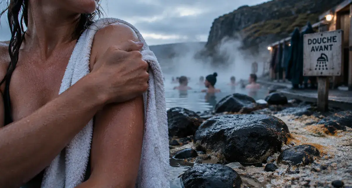 Voyage islande bain chaud : lagon géothermique et vapeur, douche avant