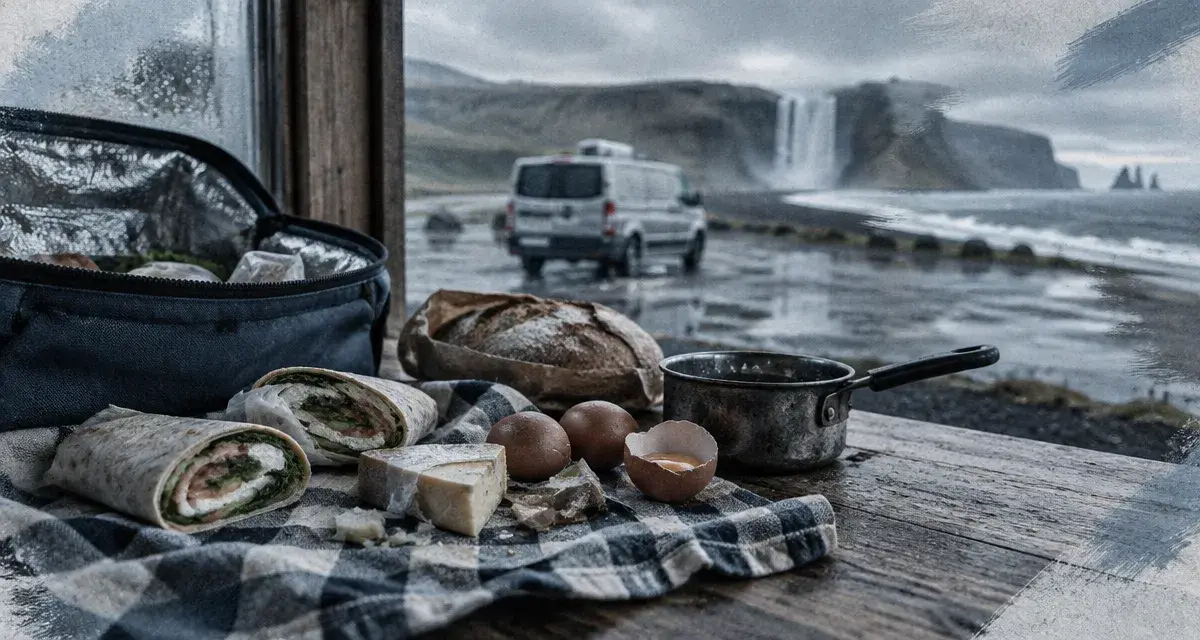 Voyage Islande famille pas cher : petit-déjeuner devant une camionnette de location