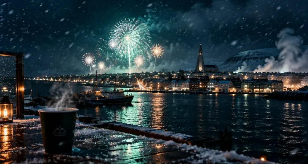 Voyage Islande Nouvel An à Reykjavik, feu d’artifice et neige, aurores