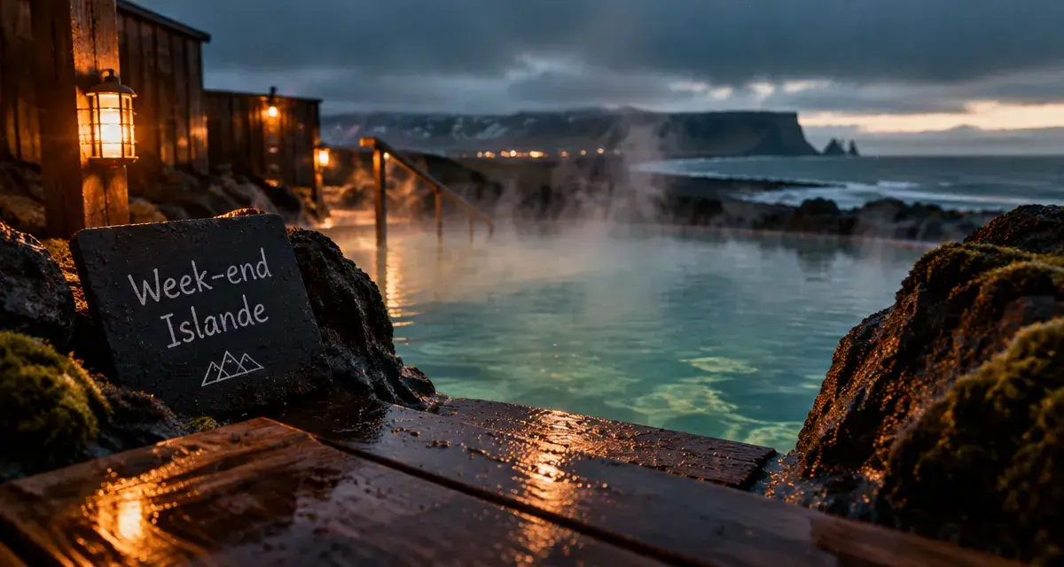 Voyage islande week end : entrée lagon chaud près de Reykjavik, vapeur